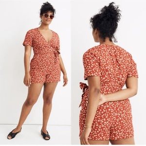 Madewell Wrap Front Romper in Daisy Field